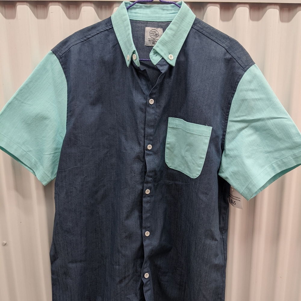 Antler and Woods Men's Blue Short Sleeve Button Down Shirt Size M